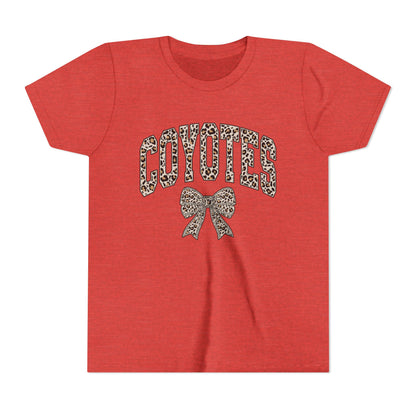Youth Tee — "Coyotes" LEOPARD Print Cheer Bow Graphic