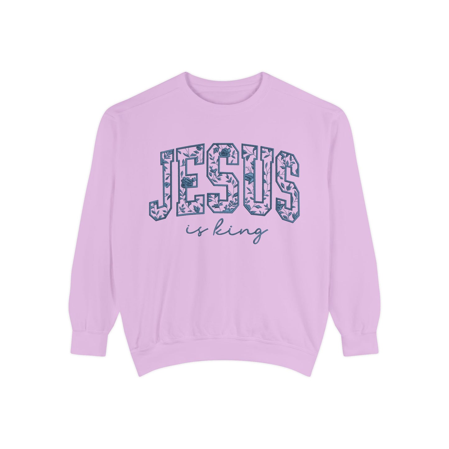 Jesus Is King Floral-Print Sweatshirt — Christian Faith Crewneck