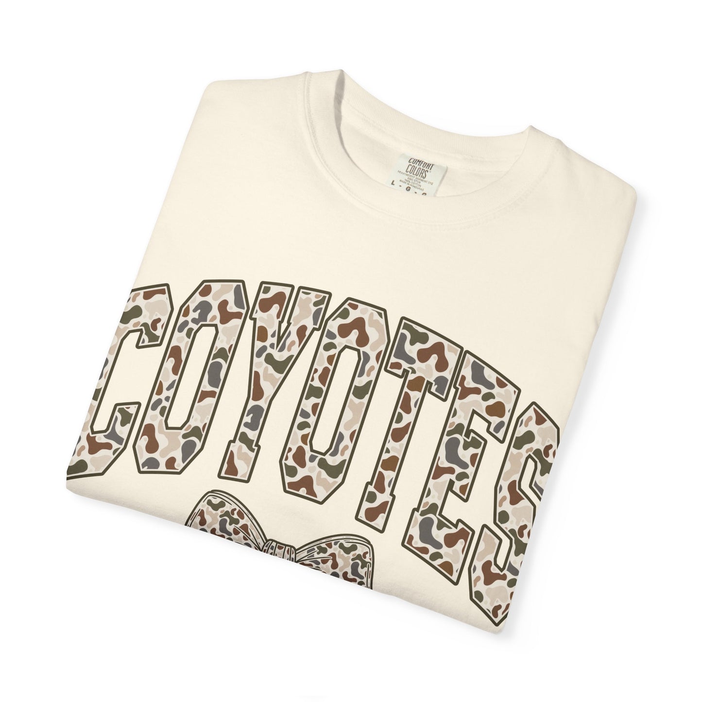Coyotes Camo Print T-Shirt with Bow — Cute Animal Print Team Tee