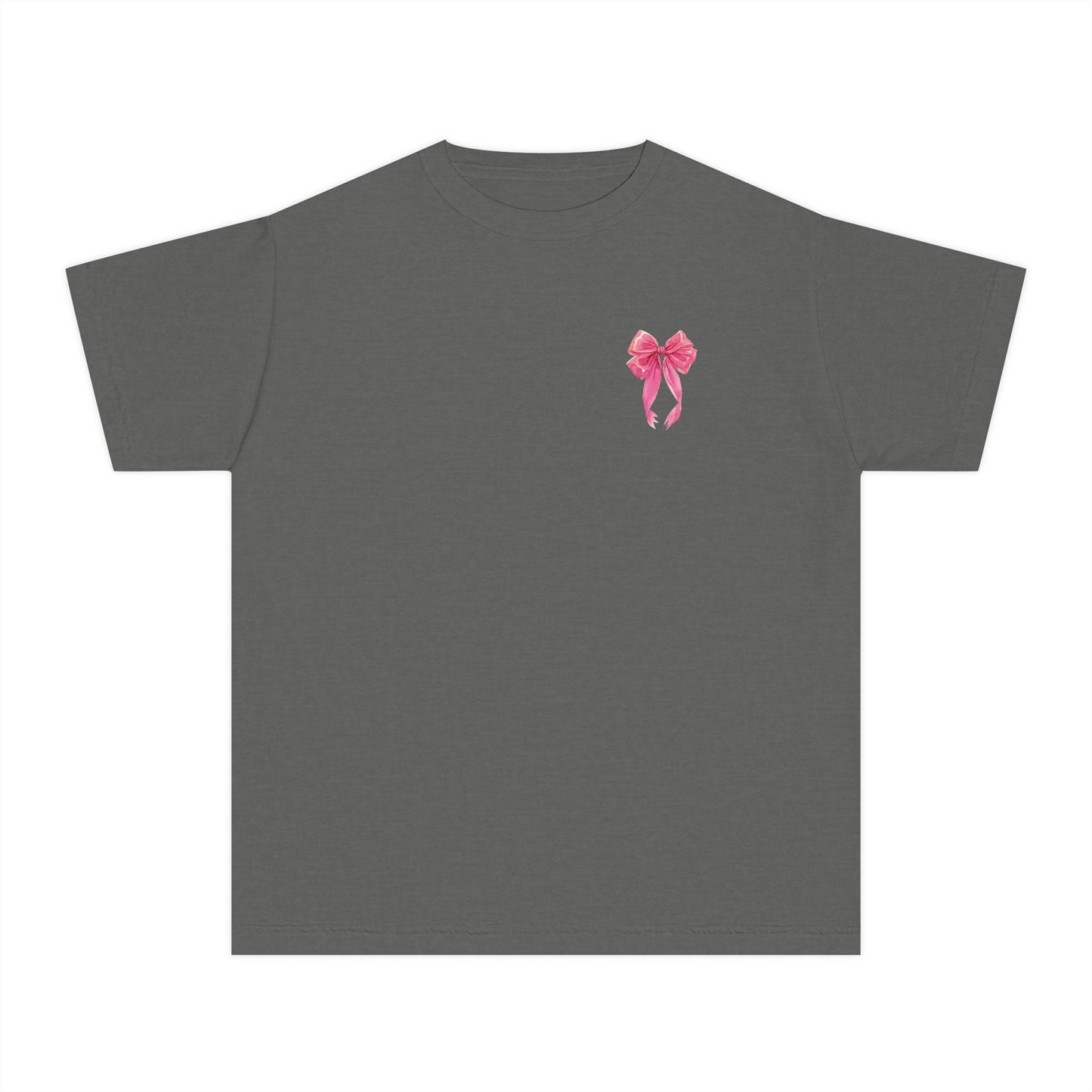 Youth Tee — "God Says I Am" Pink Bows Graphic
