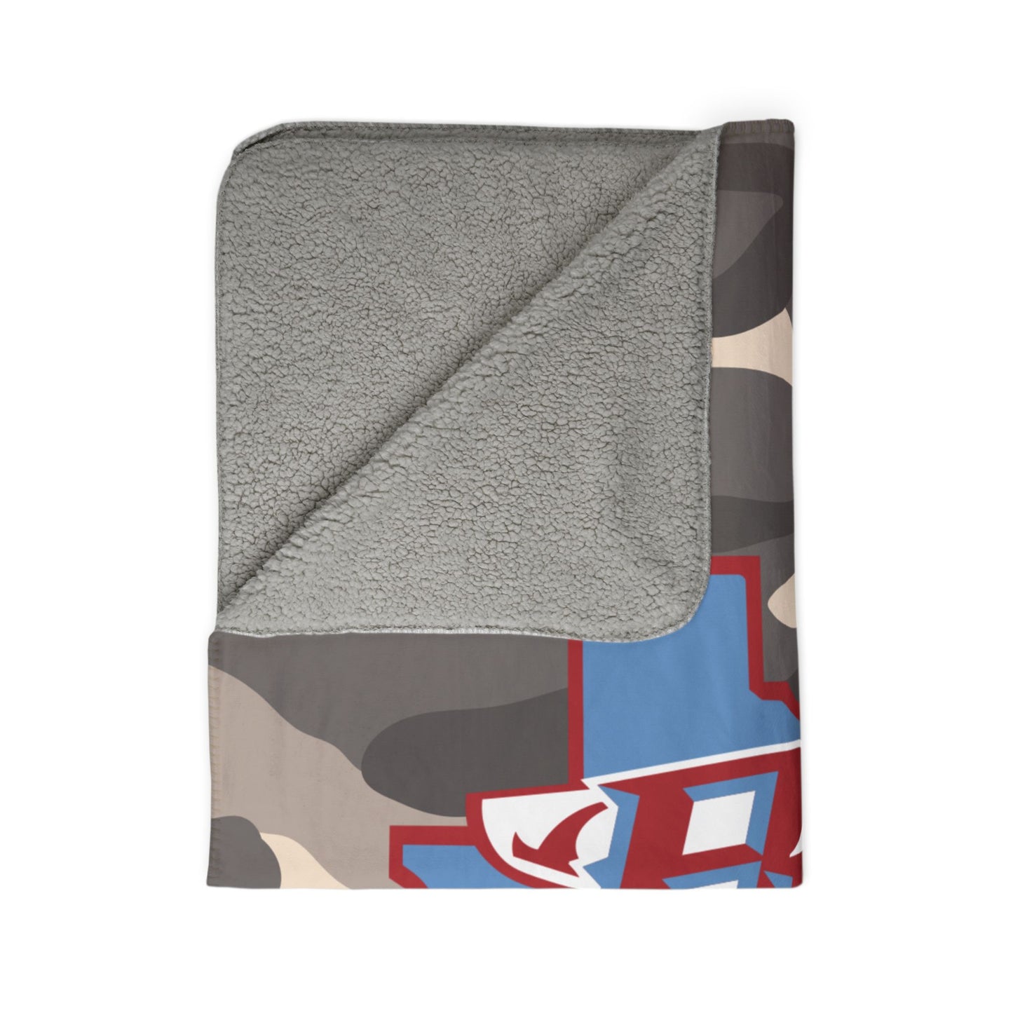 Blue Texas BC Logo Fleece Sherpa Blanket | Camo Background