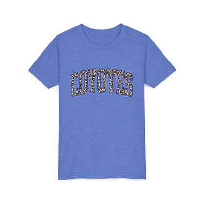 Coyotes Leopard Print Youth Tee — Kids Sports Mascot Shirt