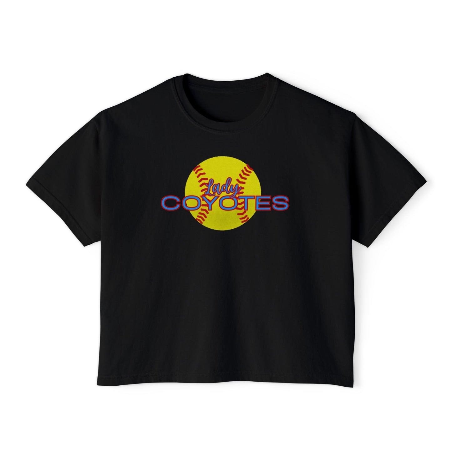 Ladies Coyotes Softball Boxy Tee — Women's Cropped Baseball Shirt