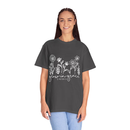 Grow in Grace T-Shirt — Floral 2 Peter 3:18 Christian Tee