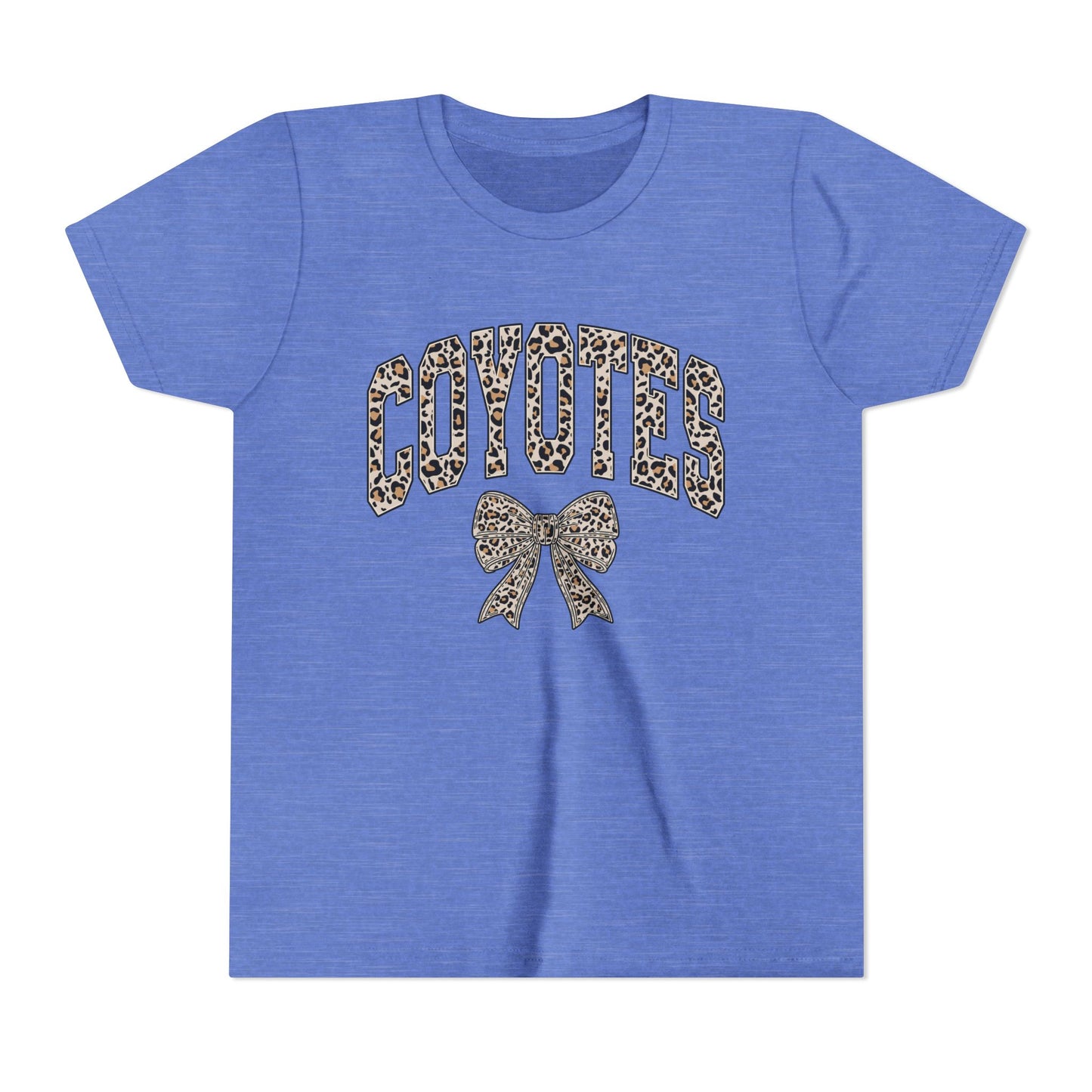 Youth Tee — "Coyotes" LEOPARD Print Cheer Bow Graphic