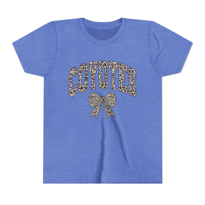Youth Tee — "Coyotes" LEOPARD Print Cheer Bow Graphic