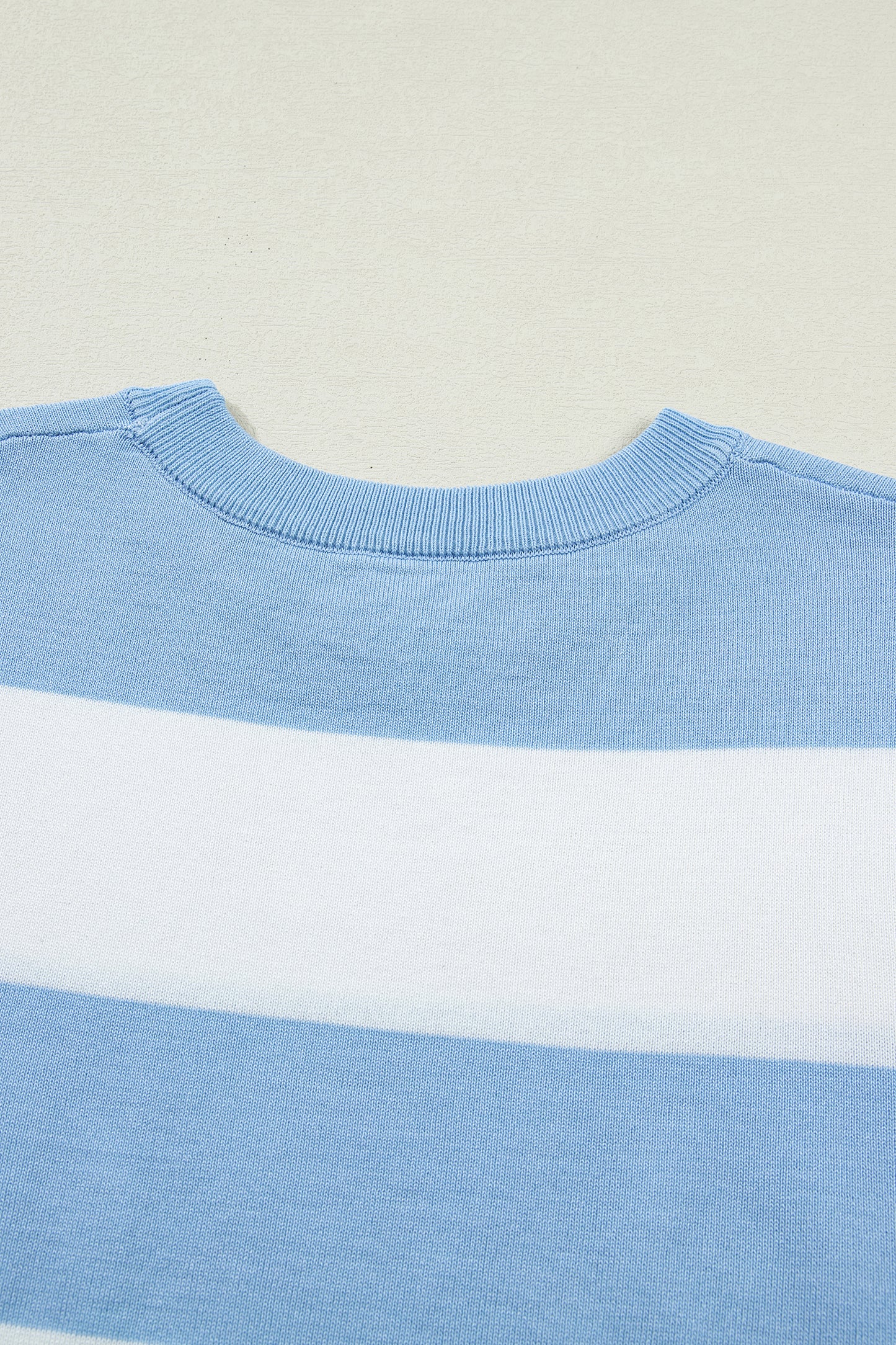 Sky Blue Stripe Colorblock Striped Knitted T shirt
