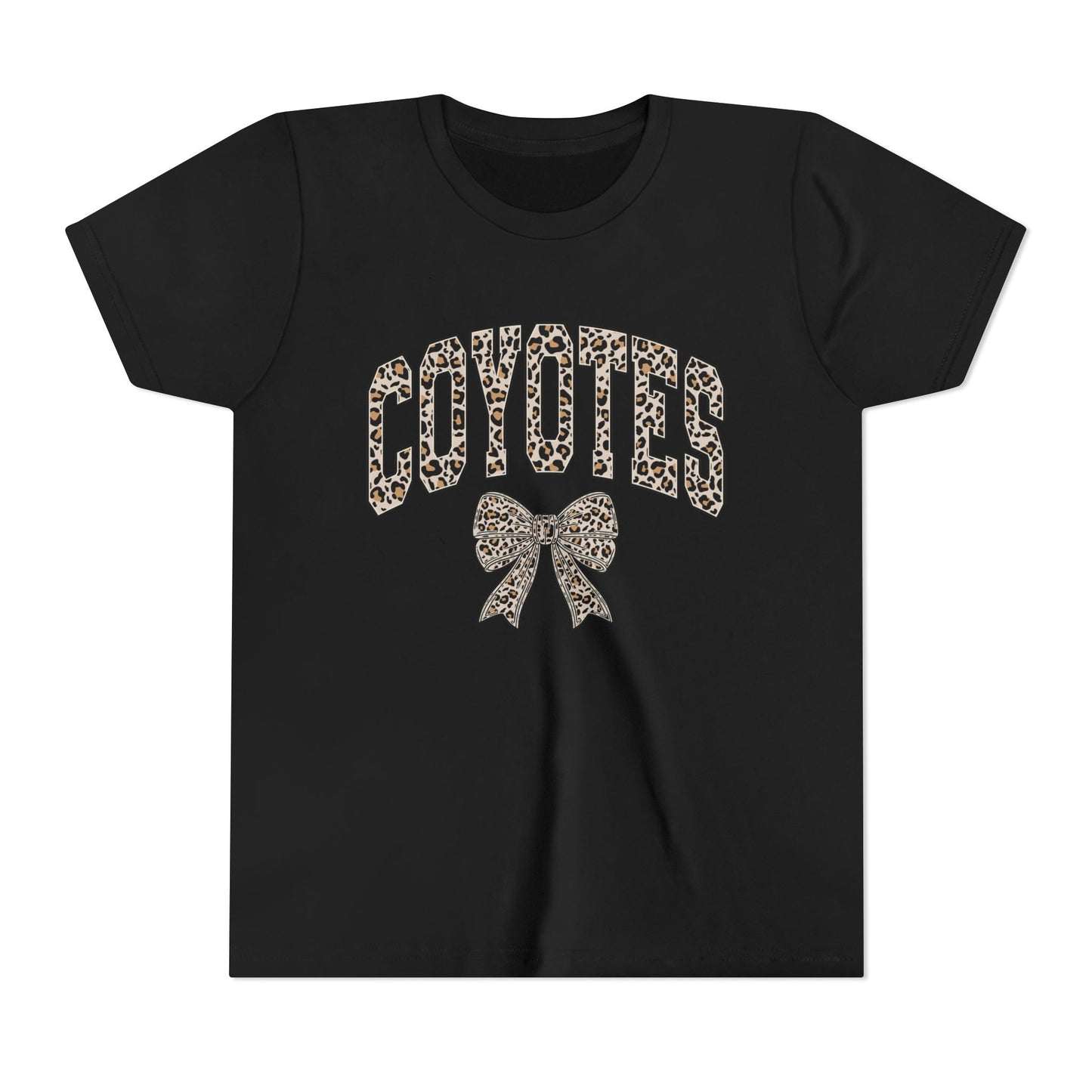 Youth Tee — "Coyotes" LEOPARD Print Cheer Bow Graphic