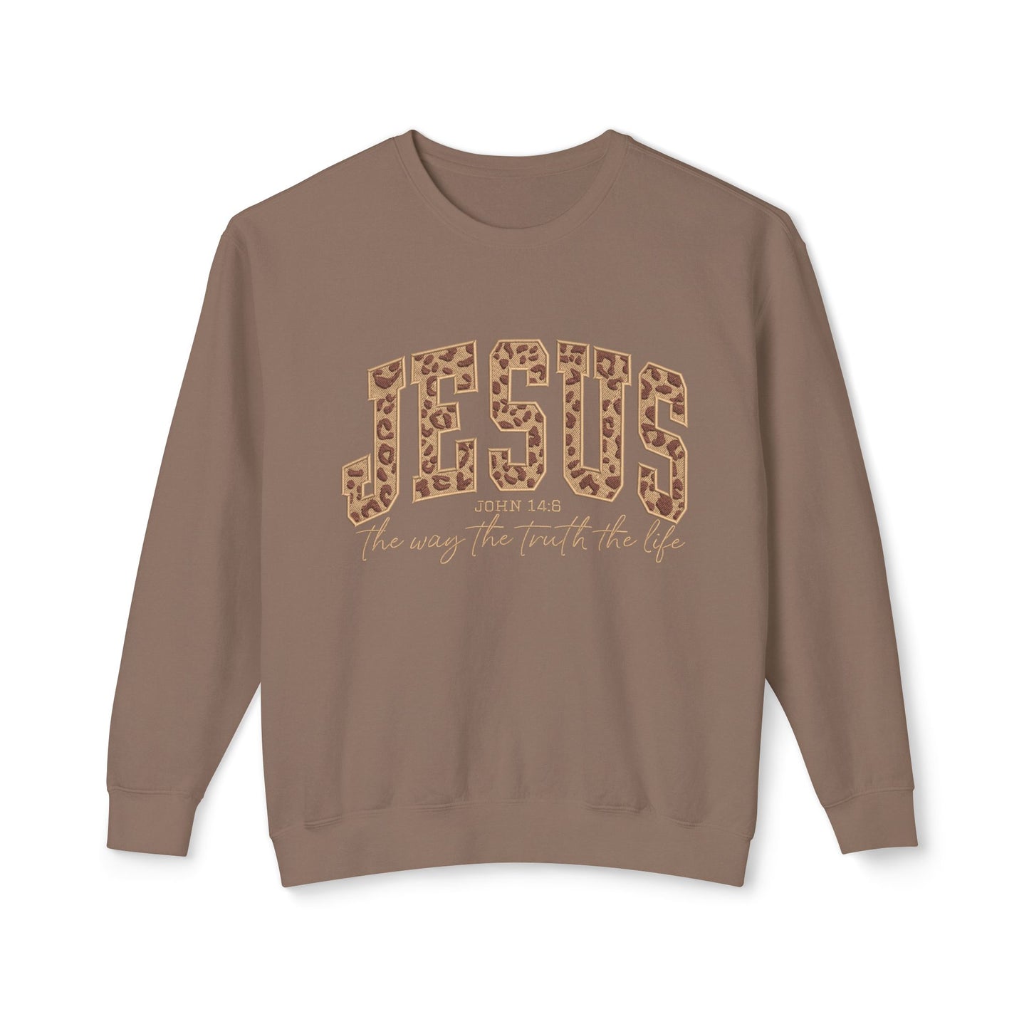 Jesus Leopard Print Crewneck Sweatshirt – Faith-Inspired Graphic Pullover