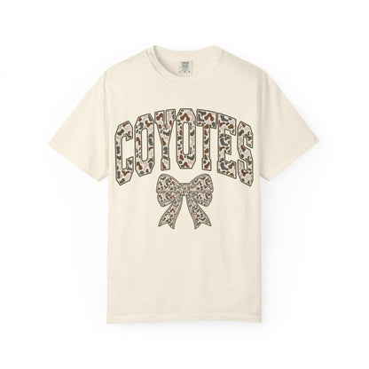 Coyotes Camo Print T-Shirt with Bow — Cute Animal Print Team Tee