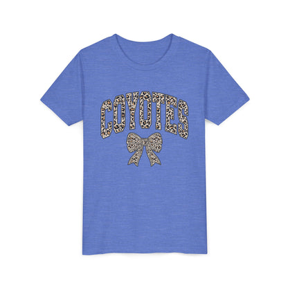 Youth Tee — "Coyotes" LEOPARD Print Cheer Bow Graphic