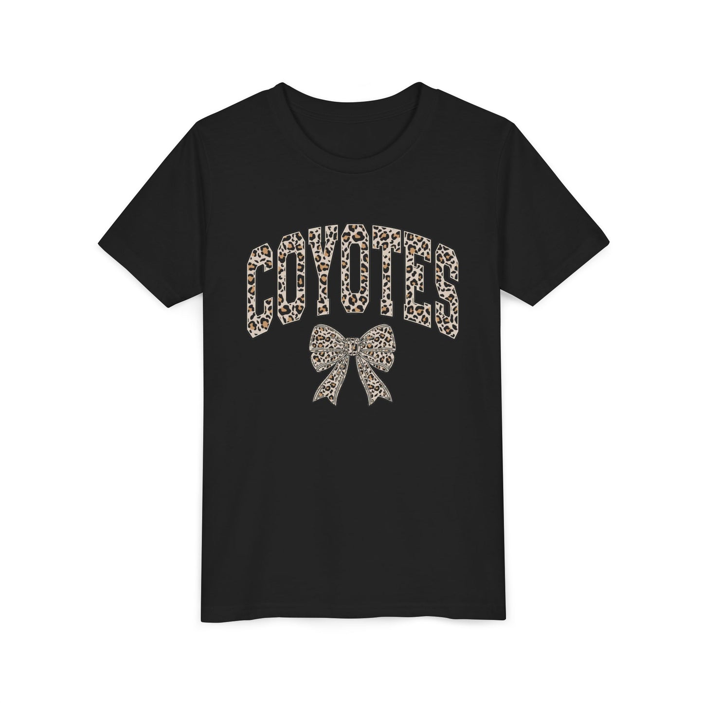 Youth Tee — "Coyotes" LEOPARD Print Cheer Bow Graphic