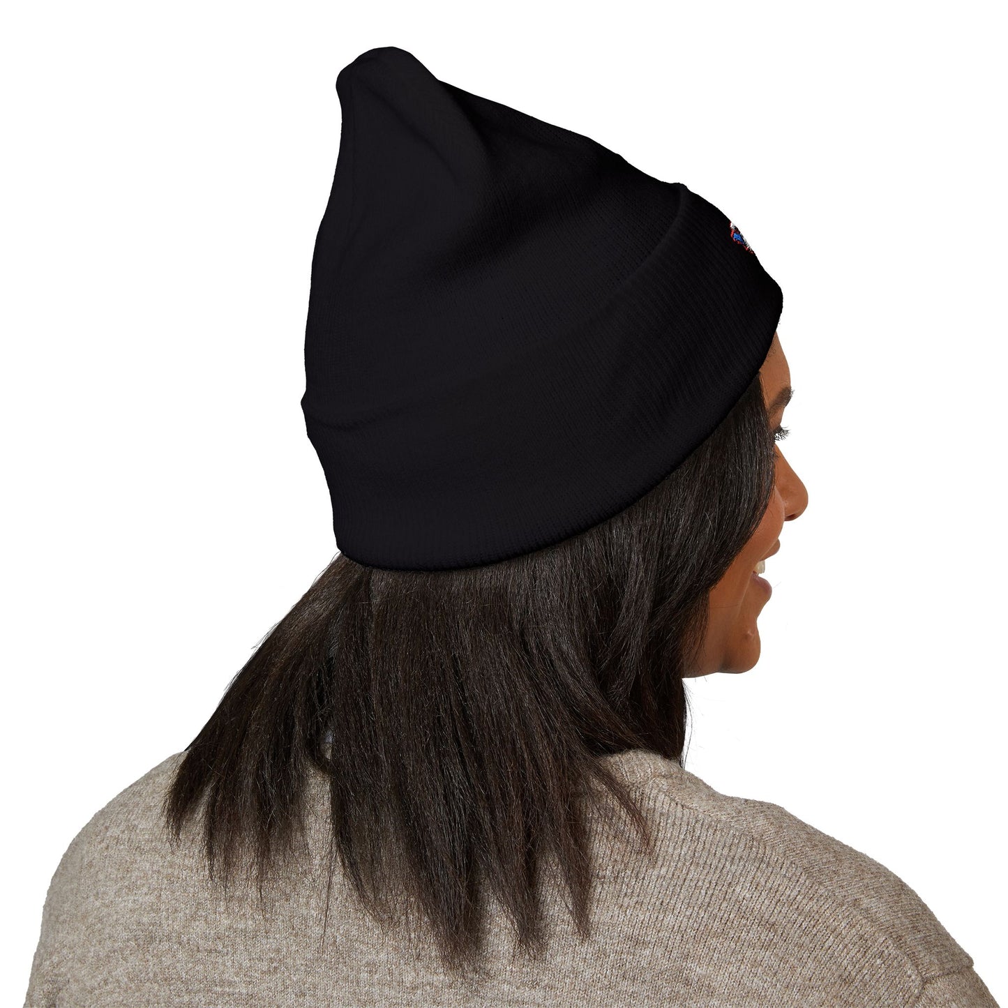 Texas Flag Outline Embroidered Beanie — Classic Cuffed Knit Hat