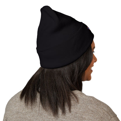Texas Flag Outline Embroidered Beanie — Classic Cuffed Knit Hat