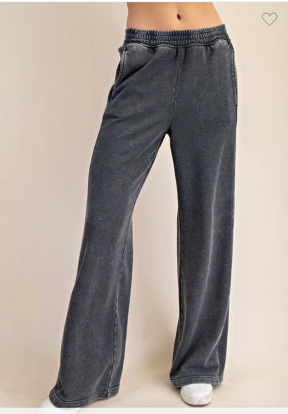 Wide Leg Mineral Wash Pants