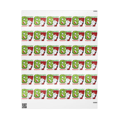 Grinch Santa Pattern Wrapping Paper | Holiday Christmas Gift Wrap Roll
