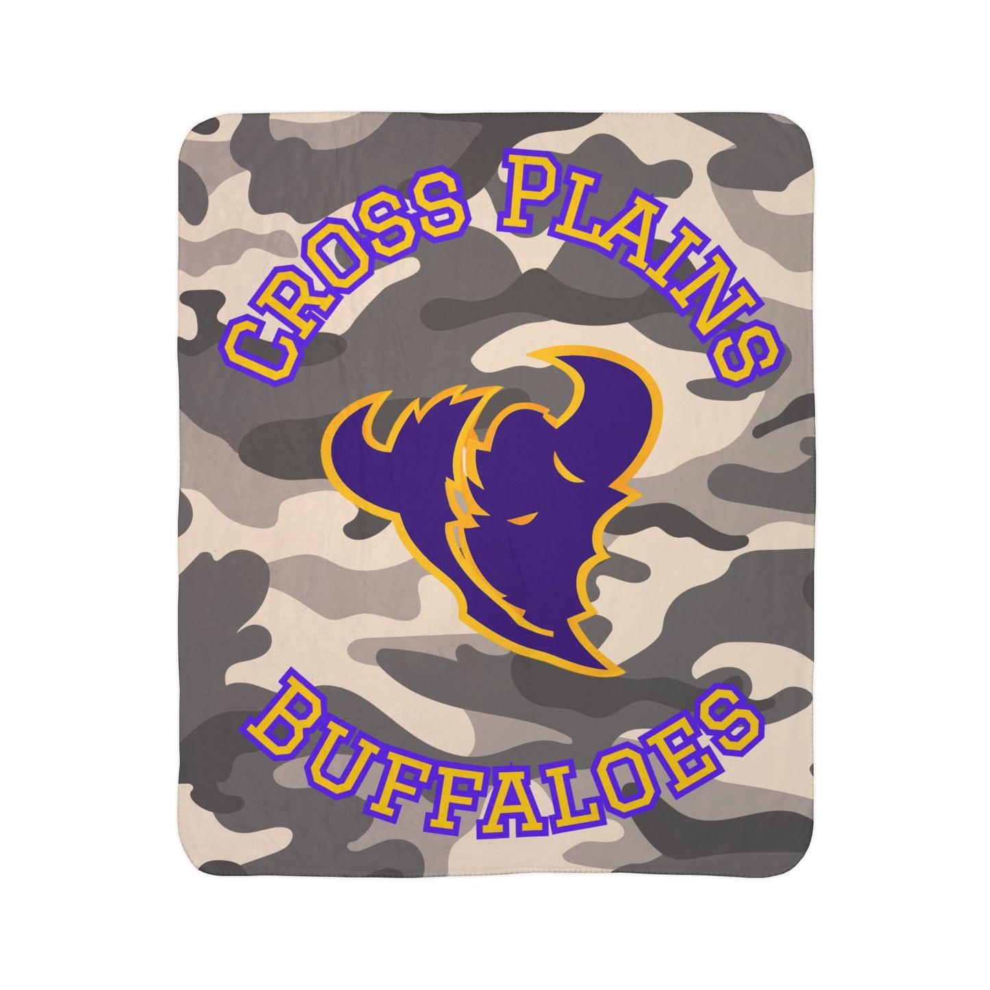 Cross Plains Buffaloes Camo Sherpa Blanket — Cozy School Spirit Throw