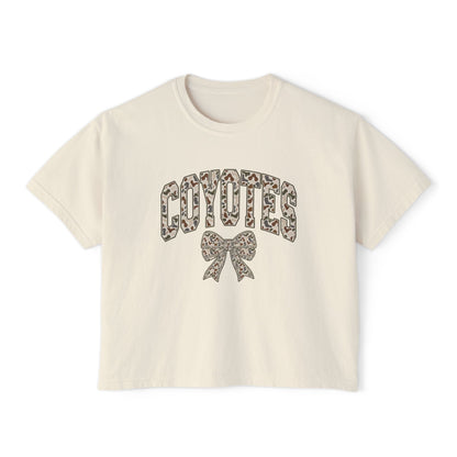 Coyotes Camo Print Boxy Tee — Women's Trendy Team Spirit Shirt