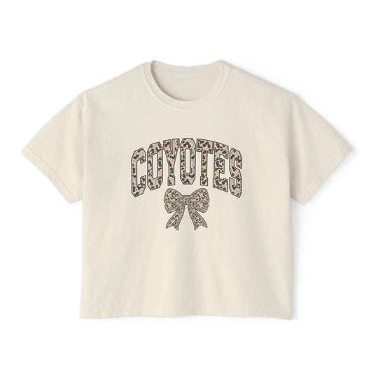 Coyotes Camo Print Boxy Tee — Women's Trendy Team Spirit Shirt