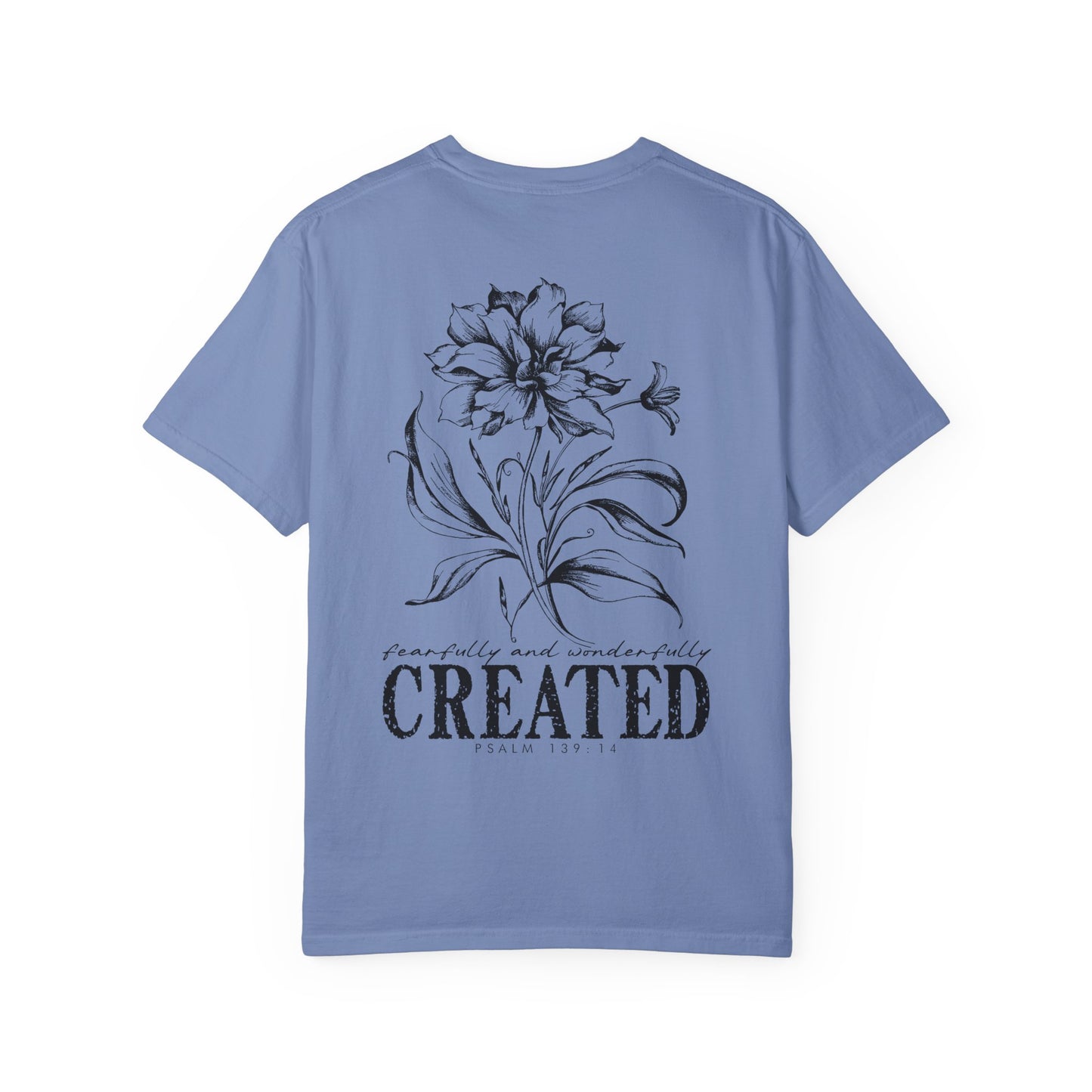 T-Shirt — "Fearfully and Wonderfully Created" Floral Back Print