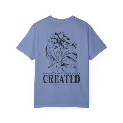 T-Shirt — "Fearfully and Wonderfully Created" Floral Back Print