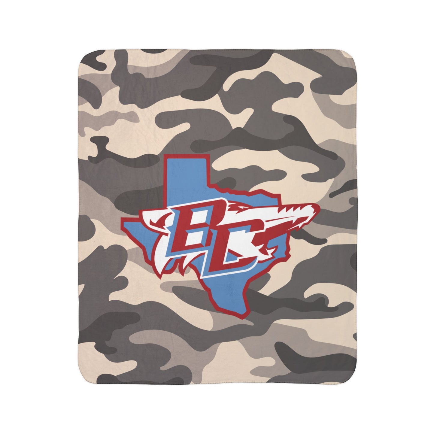 Blue Texas BC Logo Fleece Sherpa Blanket | Camo Background