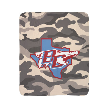 Blue Texas BC Logo Fleece Sherpa Blanket | Camo Background