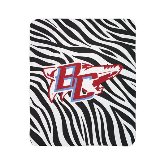 Red Blue BC Logo Zebra Print Blanket | Sherpa Throw