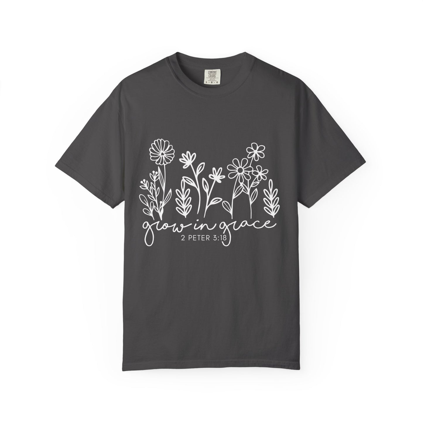 Grow in Grace T-Shirt — Floral 2 Peter 3:18 Christian Tee