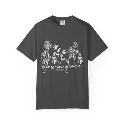 Grow in Grace T-Shirt — Floral 2 Peter 3:18 Christian Tee
