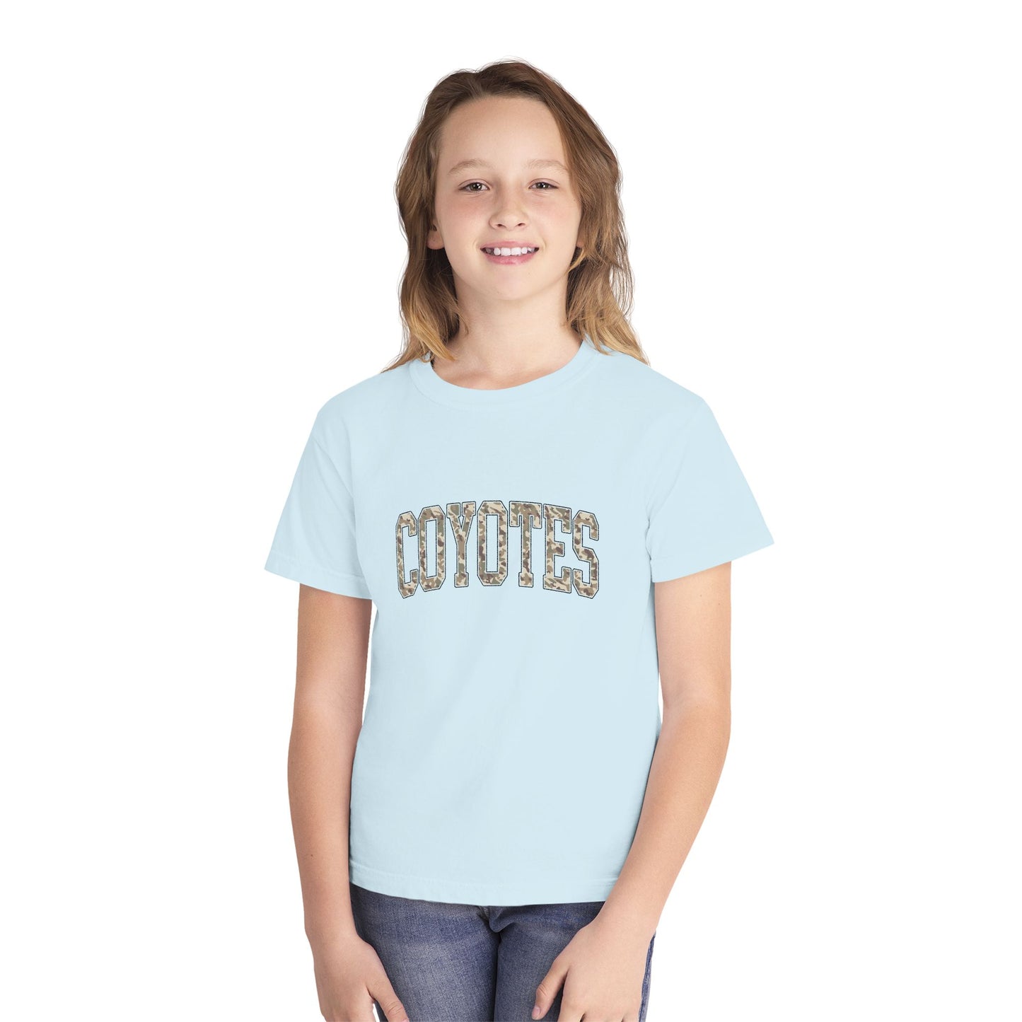 Coyotes Youth Tee — Camo Text Kids Shirt