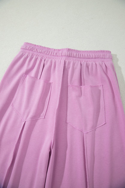 Rose Red Drop Shoulder Boxy Tee and Barrel Pants Set