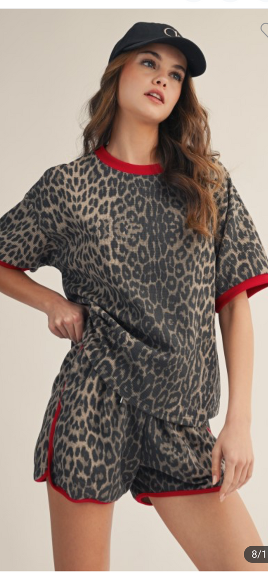 Cheetah Ribbed Short Set