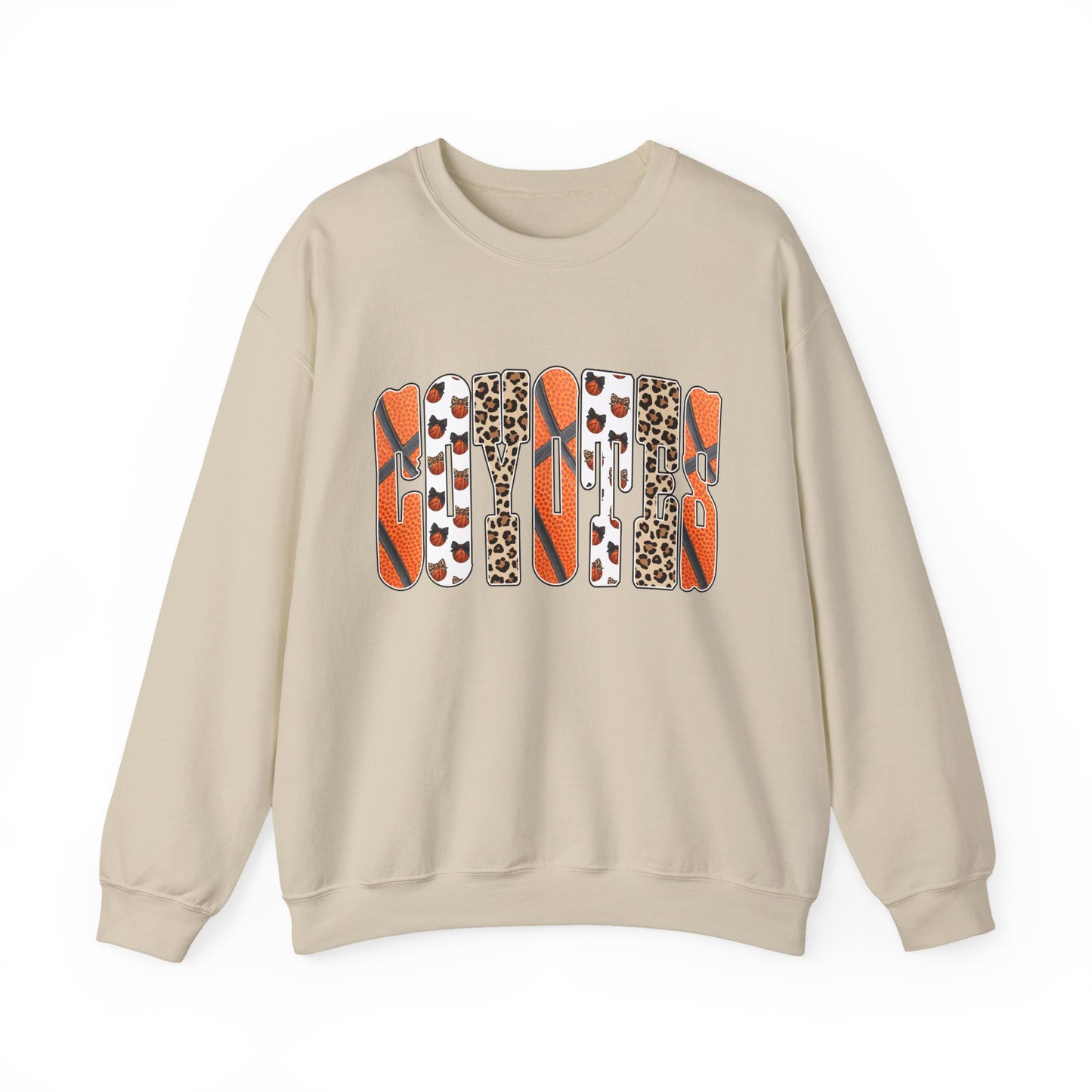 Crewneck Sweatshirt — Fall Leopard & Basketball Graphic