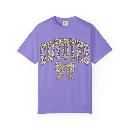 Coyotes Camo Print T-Shirt with Bow — Cute Animal Print Team Tee