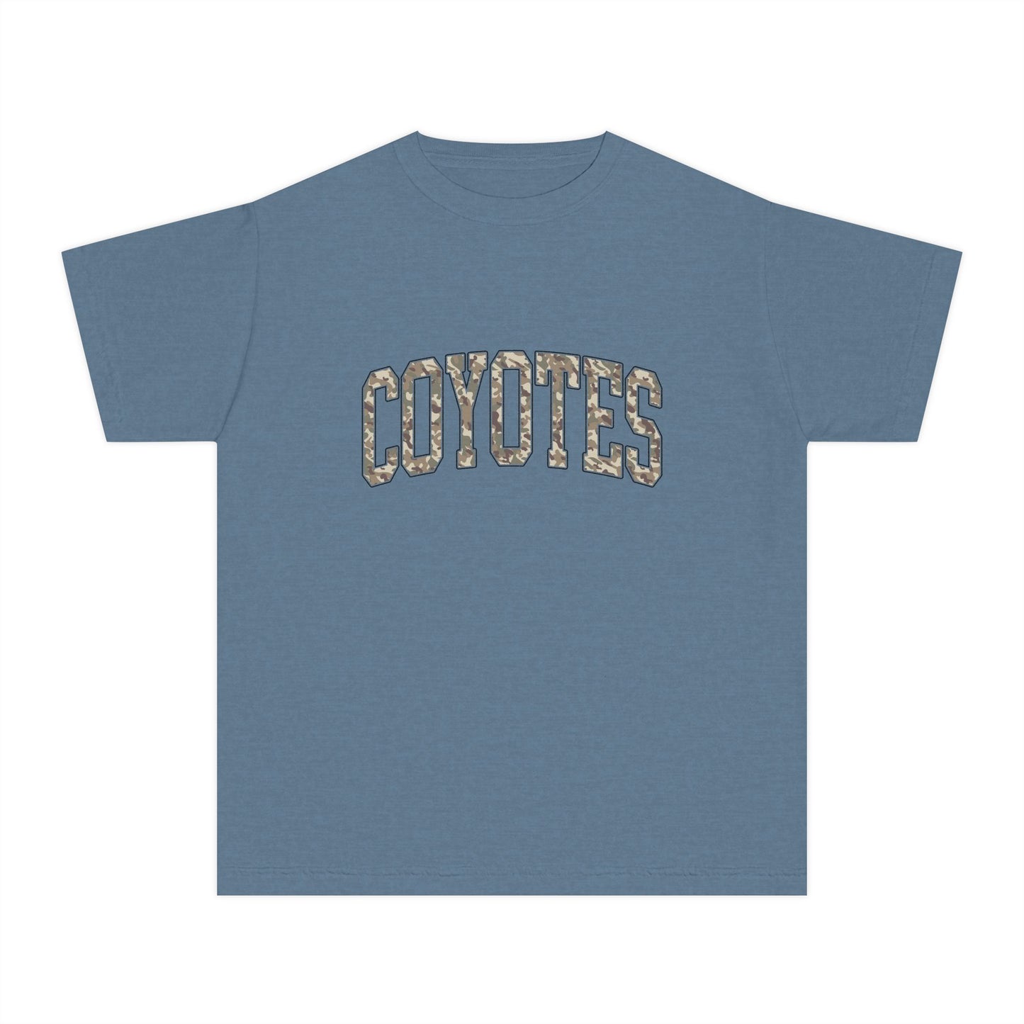 Coyotes Youth Tee — Camo Text Kids Shirt