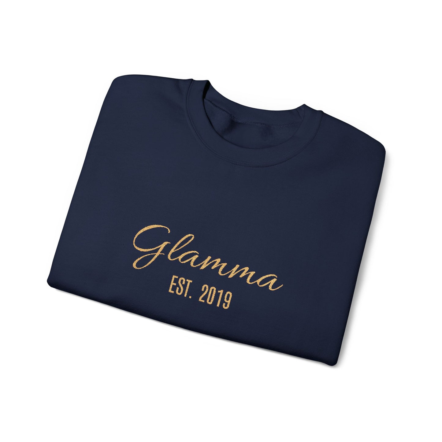 Crewneck Sweatshirt — 'Glamma Est. 2019' Rose Gold Script Grandma Gift