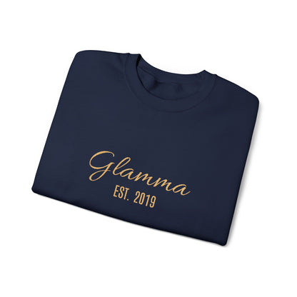 Crewneck Sweatshirt — 'Glamma Est. 2019' Rose Gold Script Grandma Gift