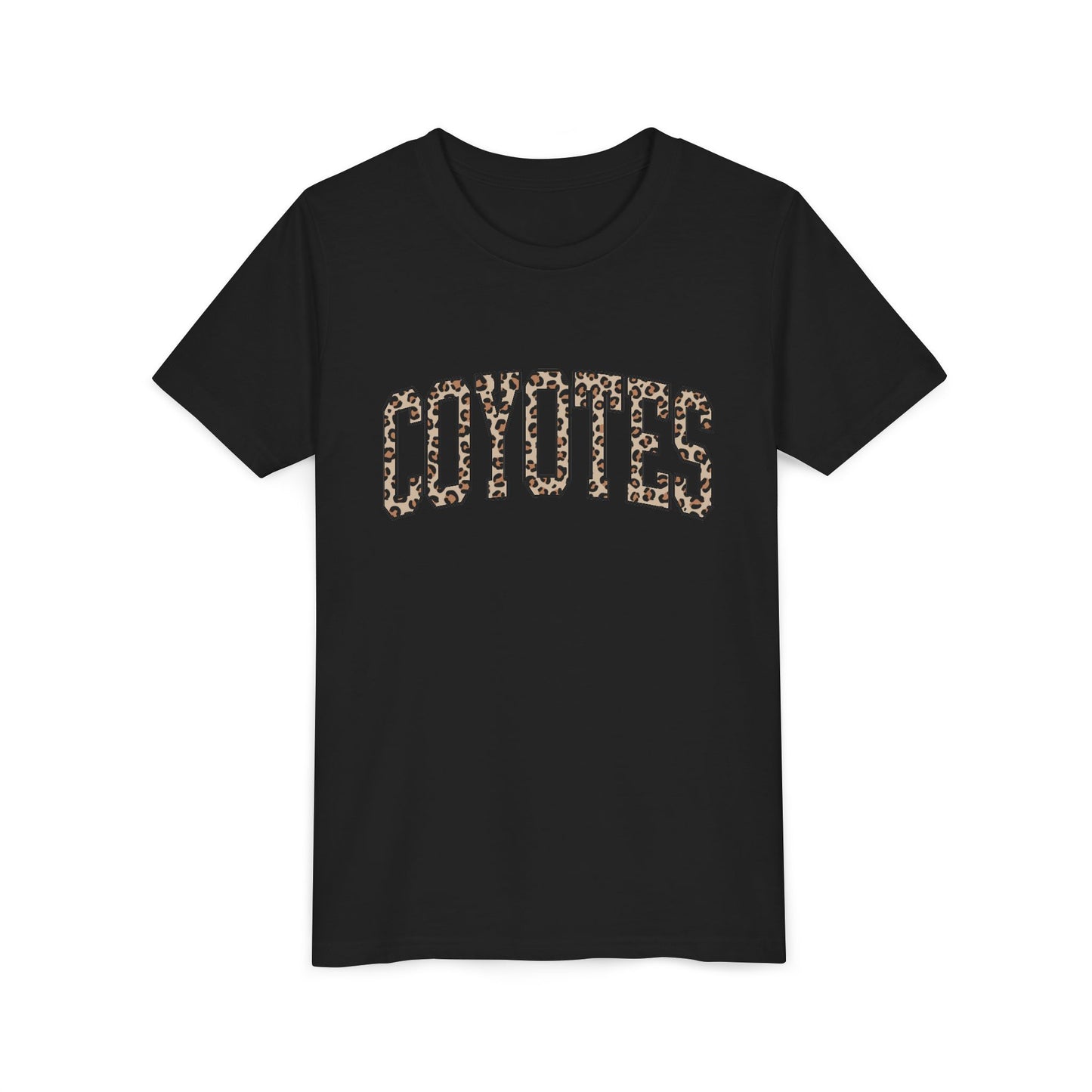 Coyotes Leopard Print Youth Tee — Kids Sports Mascot Shirt