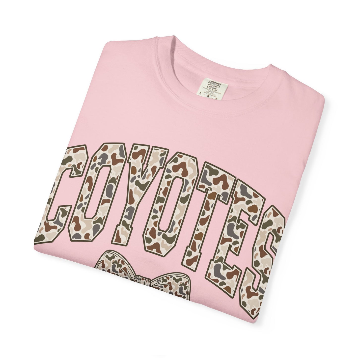 Coyotes Camo Print T-Shirt with Bow — Cute Animal Print Team Tee