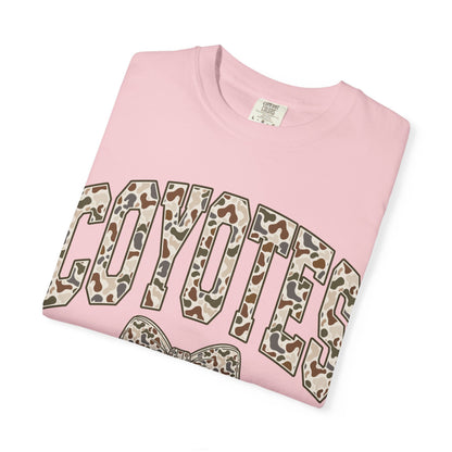 Coyotes Camo Print T-Shirt with Bow — Cute Animal Print Team Tee
