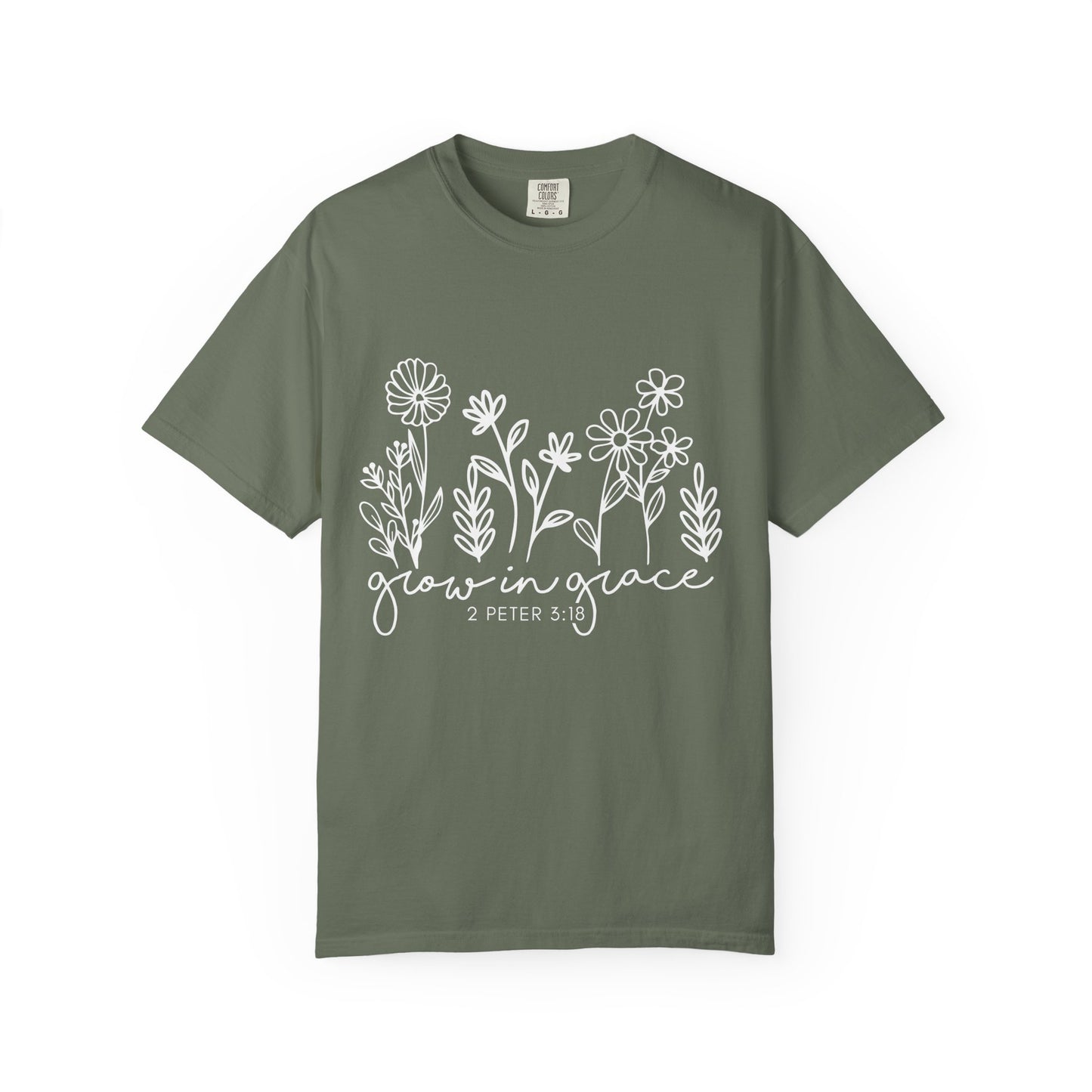 Grow in Grace T-Shirt — Floral 2 Peter 3:18 Christian Tee