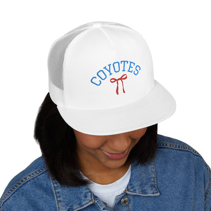 Coyotes Embroidered Trucker Cap — Retro Script Mesh Baseball Hat