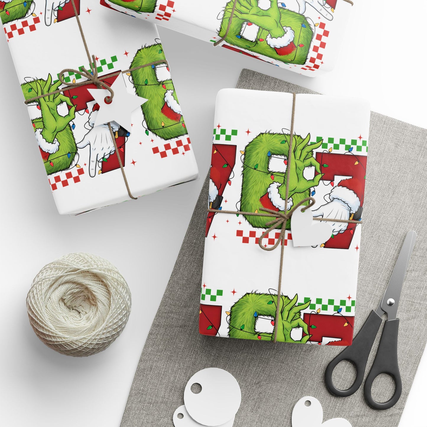 Grinch Santa Pattern Wrapping Paper | Holiday Christmas Gift Wrap Roll