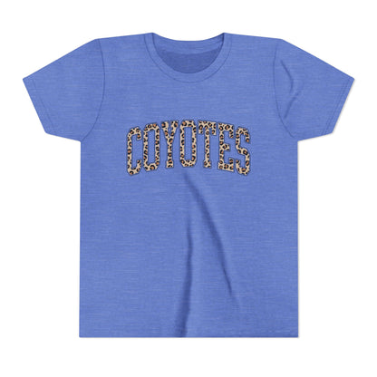 Coyotes Leopard Print Youth Tee — Kids Sports Mascot Shirt