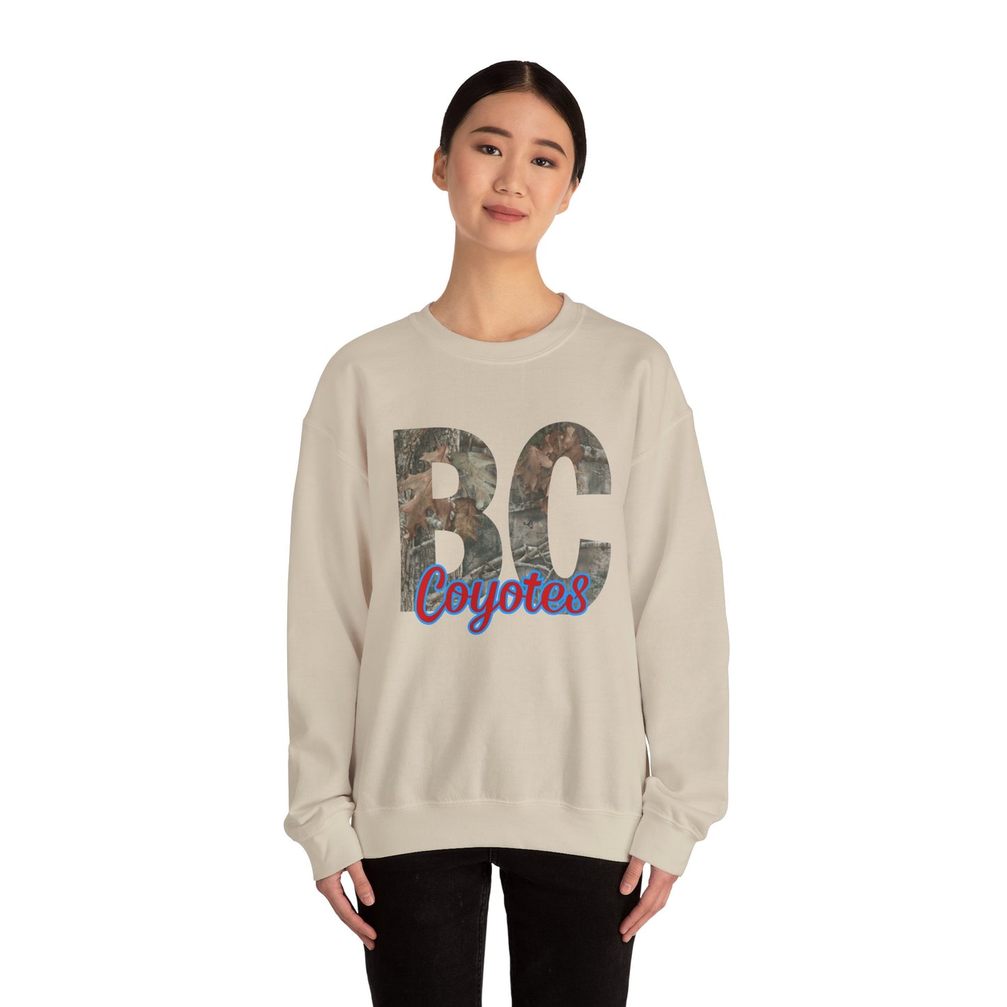 BC Coyotes Camo Lettering Sweatshirt — College Team Crewneck