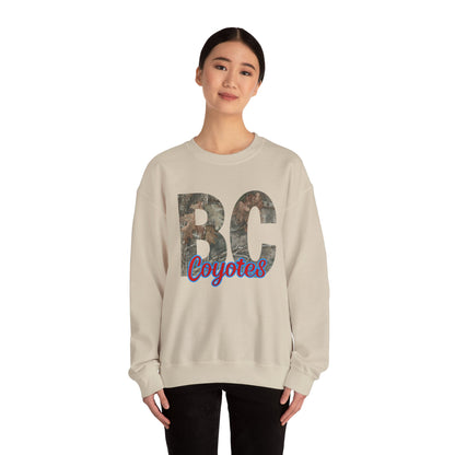 BC Coyotes Camo Lettering Sweatshirt — College Team Crewneck