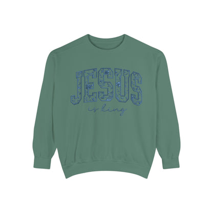 Jesus Is King Floral-Print Sweatshirt — Christian Faith Crewneck