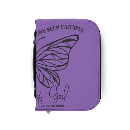 Bible Cover — Purple Butterfly Floral Zippered Bible Case with "All My Life You’ve Been So Good"