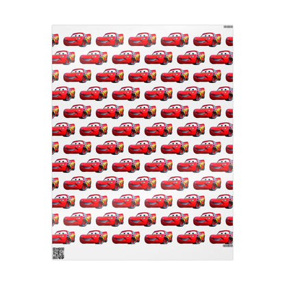 Kids Lightning Car Wrapping Paper – Red Race Car Gift Wrap for Boys’ Birthdays & Parties